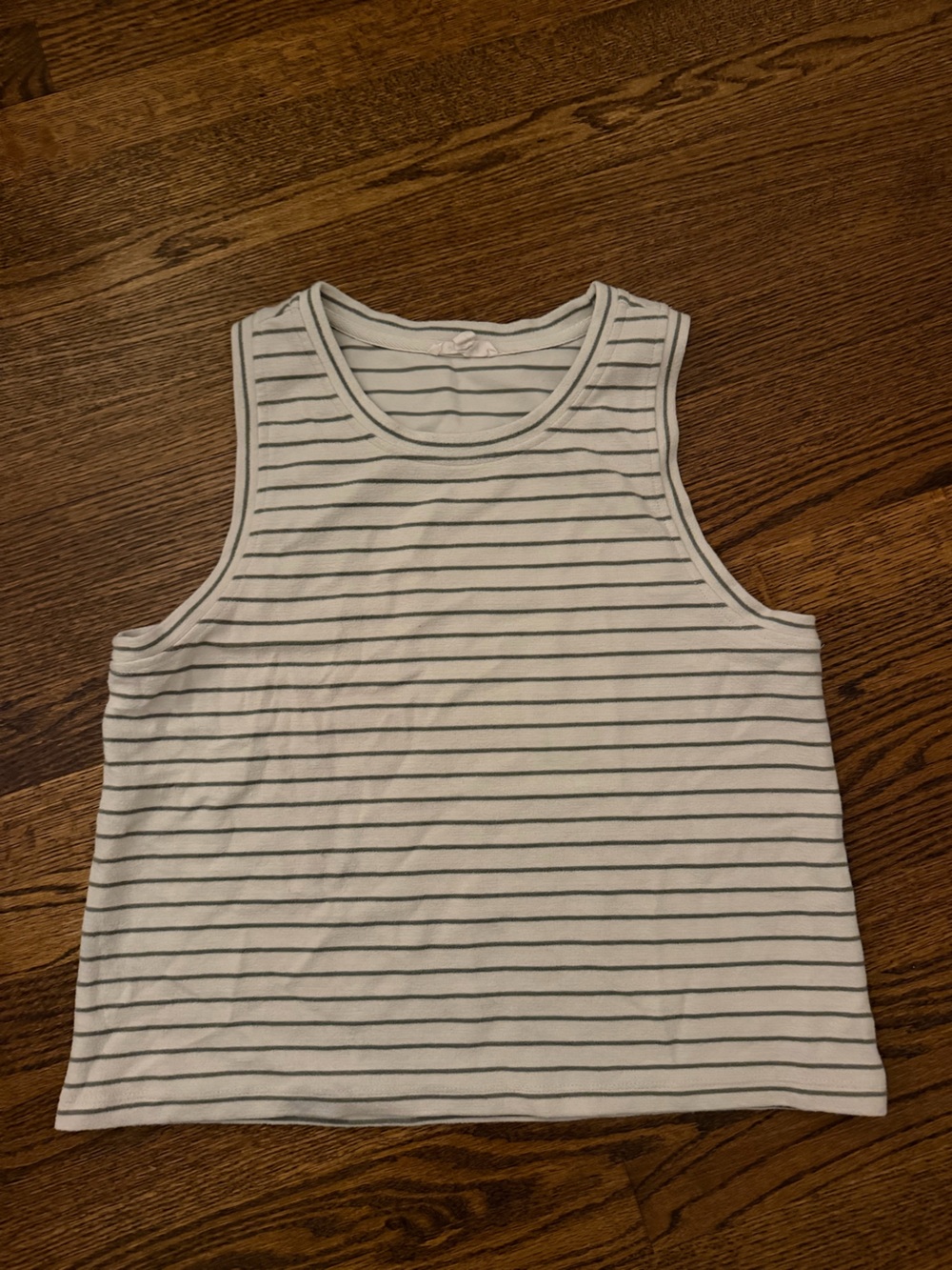 Splendid White Tank Top with Green Stripes